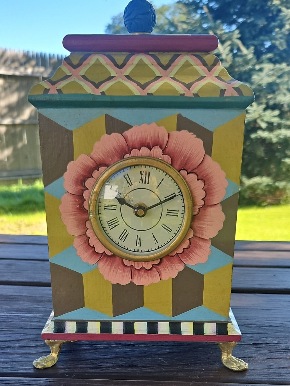 MKC Hand-Painted Floral Accent Clock